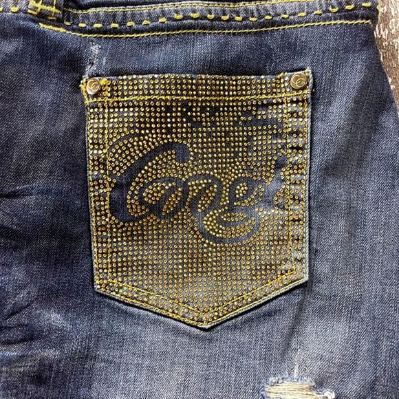 Coogi Premium Jeans Juniors 15/16 Rhinestone Logo Distressed Dark Wash Y2K - Picture 4 of 12